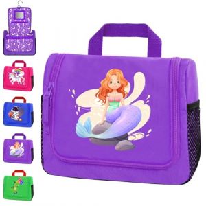 AUNGCSHE Sirène Trousse de Toilette Voyage, 4 L Trousse Maquillage Femme avec Miroir Crochet, Grande Capacité à Sac de Toilette Suspendre, Trousse de Toilette pour Fille Garçon Enfants (Perfect168, neuf)