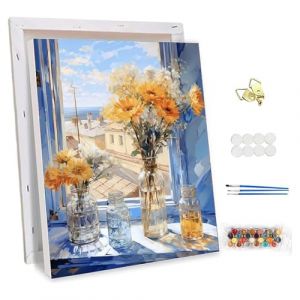 NEWENMO Belles Fleurs Peinture par Num&eacute;ro avec Cadre,Maisons et Mer Peinture Numero Adulte,Bricolage Acrylique Paint by Numbers,Creatif Toile Peinture &agrave; l'huile,pour D&eacute;coration Maison 30x40cm (newenmo, neuf)