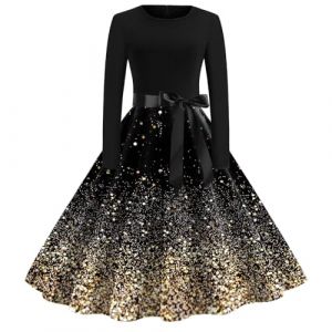 NaLatia Robe No&euml;l Femme Chic Robe Moche Impression No&euml;l Robe Robe De No&euml;l Femme Grande Taille Robe Noel Femme Chic et Elegante Robe De M&egrave;re No&euml;l Cocktail Costume Sapin De No&euml;l (GUnakd, neuf)