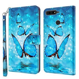 Rapuled Coque pour Huawei Y6 2018 /Honor 7A, Housse Premium en Cuir Huawei Y6 2018 /Honor 7A, Magnetique Flip Case Portefeuille PU Cuir &agrave; Rabat Housse &Eacute;tui de Protection avec Porte Cartes (Papillon 3) (Oldwen, neuf)