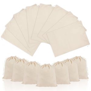 OFFCUP 15PCS Sachet en Coton Tissu, 15 * 20cm Sac Cordon Coton Sac Toile de Jute, Petit Sachet Cadeau Avec Serrage, Pochette Tissu Cordon Pochettes &agrave; Bijoux pour Mariage Bonbons Lavande F&ecirc;te (HOOCHE, neuf)