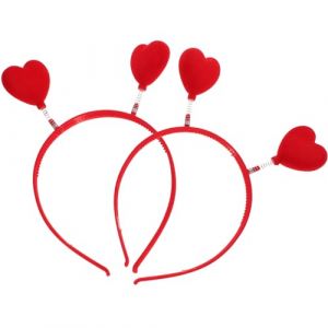 Healifty Lot de 2 Bandeaux Antennes C&oelig;ur Rouges en Plastique et Tissu Floqu&eacute; Accessoires de F&ecirc;te Saint-Valentin D&eacute;guisement Cupidon D&eacute;coration pour Mariage et Anniversaire (Madonna Tied, neuf)