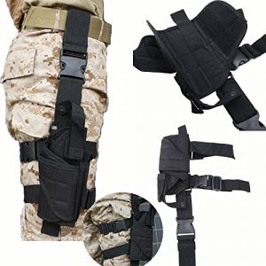 AGPTEK Etui à Pistolet Holster De Cuisse Pistolet Jambe Droite pour Armée Tactique en Nylon Noir et Réglable (Mambate Global, neuf)