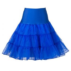 Boolavard Jupon Femme Style année 50 Jupon Rockabilly Jupe Tutu Vintage (FR/ES, Alpha/Lettres, Grand, TTG, Taille Normale, Taille Normale, Bleu) (Boolavard, neuf)