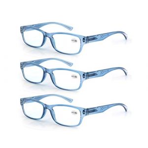 MODFANS Lot de 3 Lunettes de Lecture 1.0 Lunettes de Vue Hommes Femmes Ultra Leger,Lunettes Loupes Classique 3 Paires Bleu (MODFANS-US EYEWEAR, neuf)