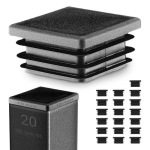 EMFA Bouchon Tube Carré 10x10 mm Noir – Embout à Lamelles en Plastique – Capuchon 1x1 cm – Lot de 20 (EMFA GmbH, neuf)