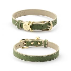 Nina Woof Copenhagen Collier pour Chien en Cuir végan, rembourré, Boucle réglable, Olive, Taille S (Honest Brands Shop, neuf)