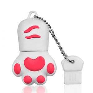 Clé USB 64Go, Cle USB Lovely Pendrive 64 Go Cartoon Flash Drive USB 2.0 Pattes de Chat Mémoire Stick Pen Drive pour Cadeau, PC, Tablette Stockage de données (Blanc) (Starhai, neuf)