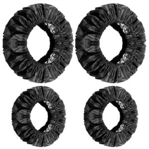 JIEYAO Lot de 4 housses de roue pour bébé, housses de protection de roue imperméables en tissu Oxford noir, anti-poussière pour poussette, housse de protection pour fauteuil roulant (SEVENspace, neuf)