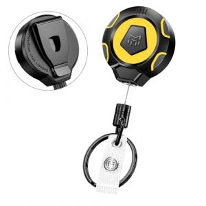 MNGARISTA Porte-clés rétractable renforcé avec clip ceinture, rétraction 283,5 g, cordon inox 80 cm, enrouleur de badge d'identification avec sangle de badge et anneau de clé (Baystone, neuf)