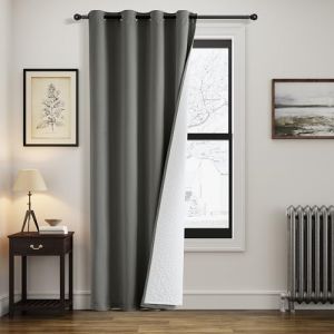 MIULEE Rideau Thermique Isolant Anti Froid et Chaleur avec Doublure, Gris Rideau de Porte Isolant Thermique Lot de 1, Double Rideaux Occultant et Thermique Epais 132x175 CM (MIULEE HOME, neuf)