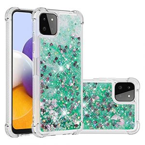 SIYOPINPFY Compatible avec Samsung Galaxy A22 5G Glitter Coque, Girls Glitter Etui, Liquid Clear Caricature Protection Silicone Housse de Protection pour Samsung Galaxy A22 5G - Love Green YB (SIYOPINPFY, neuf)