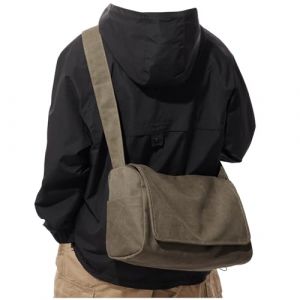 VENATIN Sacoche Homme Bandouliere,VintageToile Sac Bandouli&egrave;re avec Bandouli&egrave;re R&eacute;glable,Sac Besace Femme,Messenger Bag pour Travail ou Vie Scolaire 15.6 Pouces Sacoche PC Portable kaki (WXPJ, neuf)