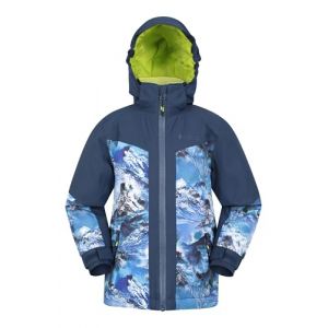Mountain Warehouse Veste de Ski imperm&eacute;able Himalayan pour Enfant - Veste d'hiver Respirante, Coutures &eacute;tanches, Capuche Amovible, Jupe Pare-Neige int&eacute;gr&eacute;e Bleu Marine 9-10 Ans (Mountain Warehouse, neuf)