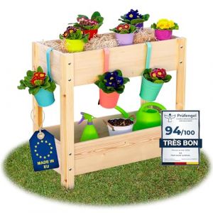 ITA Carr&eacute; Potager sur&eacute;lev&eacute; en Bois - 2 Jardini&egrave;res sur Pied avec Feuille de Protection - pour Fleurs, L&eacute;gume, Herbes - Ext&eacute;rieur & Int&eacute;rieur - Nature (ITA HOME AND GARDEN, neuf)