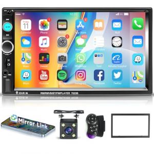 Hodozzy Double Din Autoradio Bluetooth, Auto St&eacute;r&eacute;o 7 Pouces avec &Eacute;cran Tactile, Lecteur MP5, Mirror Link/FM Radio/AUX/USB/TF/Contr&ocirc;le du Volant, avec Cam&eacute;ra Recul 2 Din Radio Voitures &Eacute;cran (Hodozzy Store, neuf)