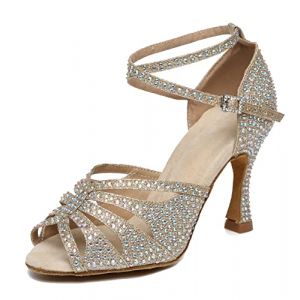 MINITOO Femme Danse Chaussures avec Strass Mariage Soirée Sandals avec Talon L487 Or EU 40 (Shaoguanshi Borun Maoyi Youxiangongsi, neuf)