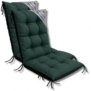 Amazinggirl Coussin Chaise Jardin Dossier Haut Set: 2X 50x120 cm - Matelas Si&egrave;ge Ext&eacute;rieur Mobilier Confort Imperm&eacute;able Rembourrage &Eacute;pais Protection Vert Terrasse Bain Soleil (ASE Sp&oacute;łka Akcyjna, neuf)