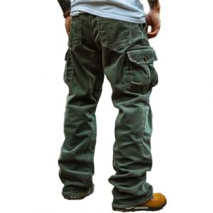 Oanviso Pantalon Cargo en Velours C&ocirc;tel&eacute; Homme Pantalon Jogging Pantalon Coupe Regular Pantalon de Travail en Velours Cargo Pantalon D&eacute;contract&eacute; avec Poches pour Homme A Vert XXL (Shopping tide, neuf)
