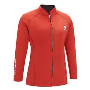Veste de plong&eacute;e en n&eacute;opr&egrave;ne de 2 mm pour femme &ndash; Veste de surf &agrave; manches longues avec fermeture &eacute;clair sur le devant &ndash; Veste de plong&eacute;e (taille L, rouge) (ziyibing, neuf)