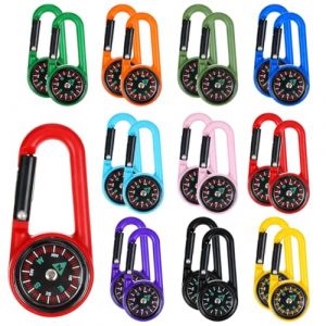 WWYSSZ 20 Pi&egrave;ce Boussole Enfant pour Ext&eacute;rieur, Mini Boussole Randonn&eacute;e Mousqueton Multifonction, Porte-Cl&eacute;s en Forme de Boussole Color&eacute;e, pour Survie en Plein Air, Camping, Randonn&eacute;e, Voyages (WWYSSZ, neuf)