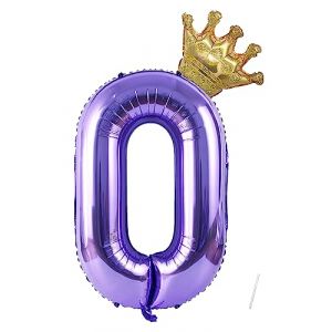 VUCDXOP Ballon Chiffre Num&eacute;ro 0 - 40 Pouces Gonflable Anniversaire - H&eacute;lium Ballon &Acirc;ge Avec Couronne Violet - D&eacute;coration de Mariage (Tukistore, neuf)