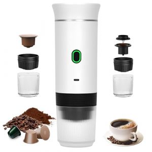Umisu Machine à Café Portable, 3 en 1 Cafetières Expresso à Capsules et Café Moulu Machine à Expresso Électrique Chauffage Rapide pour Bureau Voyage Camping Maison (Blanc) (Peanomoa, neuf)