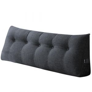 Coussin de Lecture pour lit ou canap&eacute;, Traversin Gros Coussin Dossier Lin，Oreiller Triangulaire Coussin Coin, t&ecirc;te de lit，Coussin pour Lombaire Jambe, cale Dos Plage,160*50*20 cm-Diva gris (Hechheu, neuf)