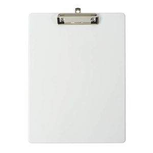 Exacompta - R&eacute;f. 19296E - Porte-bloc &agrave; pince avec pochette plastique sur le dos - Syst&egrave;me d'accroche mural - Dimensions : 23 cm x 32 cm pour document format A4 - Coloris blanc (Ustass, neuf)