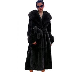 Kuteng Manteaux &agrave; col en Fourrure d'hiver pour Femmes, Manteau en Fausse Fourrure pour Femmes Manteau Long Chaud, v&ecirc;tements d'ext&eacute;rieur Amples et d&eacute;contract&eacute;s pour Femmes,Noir,XXL (Wang Nuan's Direct Store, neuf)