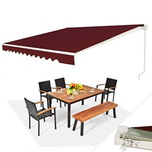 RELAX4LIFE Store Banne Rétractable Manuel en Alu avec Manivelle, Auvent en Polyester Résistant avec Angle Réglable 5-35°, Protection UV pour Balcon Fenêtre Terrasse (3 x 2,5 m, Vin Rouge) (RELAX4LIFE, neuf)