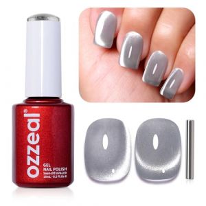 Ozzeal Vernis Semi Permanent Magn&eacute;tique, 15ML Argent Cristal Cat Eye Gel Nail Polish Paillet&eacute; Printemps &Eacute;t&eacute; Vernis Gel UV Avec Aimant Shimmer Vernis &Agrave; Ongles Gels Soak Off UV Led (Ozzeal, neuf)