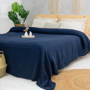 Milam London Couvre-lit king size | Couvre-lit en coton pour grands canap&eacute;s | couvre-lits king size et couvertures pour lits | 220 x 240 cm | 86 x 94 pouces bleu marine (Milam London, neuf)