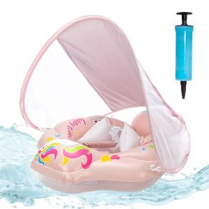 ACTOYS Bouee Bebe, Baby Float Bouée pour Bébé, Bouee Enfant, Bouee Pisicne Bebe, Bouee Bebe avec Pare Soleil, Bouée pour Enfant, Bouée de Natation Gonflable (Cheval Rose, S : 3-12 Mois) (FEYUZ, neuf)