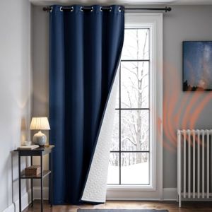MIULEE Rideau Thermique Isolant Anti Froid et Chaleur avec Doublure, Bleu Rideau de Porte Isolant Thermique Lot de 1, Double Rideaux Occultant et Thermique Epais 132x245 CM (MIULEE HOME, neuf)