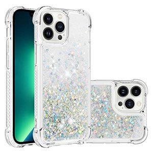 QIWEIQING Compatible avec Coque iPhone 15 Pro, [Silver Back] Fille Silicone Paillette Glitter de Luxe Support，Liquide Gel Housse Etui de Protection pour iPhone 15 Pro.Silver YBL (QIWEIQING, neuf)