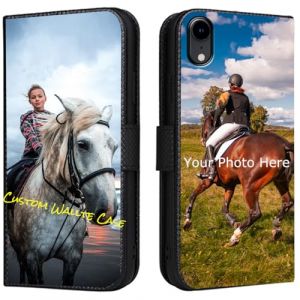 FortiCase Coque Personnalis&eacute;e pour iPhone XS Max,Cuir Housse Clapet Protection &Eacute;tui Fentes Support Case,Personnalisable Etui avec Votre Propre Photo Image Texte Housse - Black-LN4 (Lanni Trade, neuf)