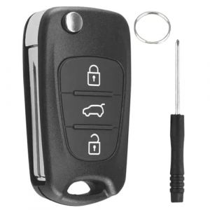 3 Boutons Coque Cl&eacute; &agrave; Rabat Pliable pour Hyundai i10 i20 ix20 i30 ix35 & Kia Ceed Soul Rio Picanto Sportage Venga T&eacute;l&eacute;commande Cle Bo&icirc;tier Clef de Remplacement Accessoires de Cl&eacute; de Voiture (CHENXISHANGMAO, neuf)