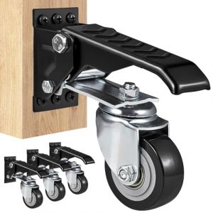 VEVOR Roulettes d'Établi Lot de 4 Roulettes Pivotantes Industrielles 63,5 mm Capacité de Charge 299,4 kg Roues Rétractables Latérales Ajustables 360° avec Frein à Pied pour Établis Tables Équipements (New Clear VEVOR, neuf)