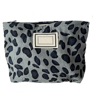 Trousse de maquillage pour femme, trousse de toilette en velours côtelé, trousse de voyage, trousse de maquillage organisateur pour femmes et filles, Léopard gris (Chenjieshen, neuf)