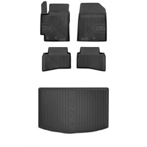 MOTOS Kit de tapis de voiture et de tapis de coffre en caoutchouc pour Kia Rio IV 2016-2020 Améliorez votre confort de voyage avec tapis antidérapant voiture 3D- Tapis de sol voiture tous temps, prote (MOTOS EU, neuf)