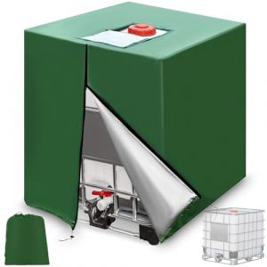 120x100x116cm Bâche pour Cuve 1000L, Couvercle Housse Protection 210D,Bache Anti-Poussière & Anti-UV, Accessoires Container Cuve avec Fermeture Éclair pour Recuperateur Eau Pluie, Réservoir IBC (Vert) (Aurobest, neuf)