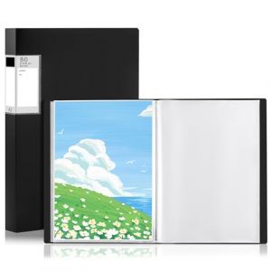 GUOKOFF Lot de 2 Porte-vues A3 80 Pochettes, A3 Livret de Pr&eacute;sentation en Polypropyl&egrave;ne, Classeur avec Insert de Pr&eacute;sentation, Pocket Pr&eacute;sentation Affichage du Livre (Noir) (hong jiu jiu mao yi, neuf)