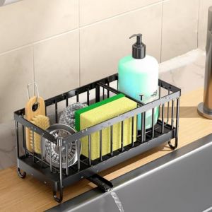 JYFKINN Organisateur Evier Cuisine, Porte Eponge Evier Cuisine avec Bac De Vidange Automatique Inoxydable Range Eponge Evier pour Stockage, Brosse, Liquide Vaisselle (Kingooer, neuf)
