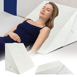 COSTWAY Oreiller Anti-Stress Triangulaire, Coussin Thérapeutique Post Opératoire, Élévateur de Jambes, Soulager Douleur de Dos, Genoux, Circulation, Respirant Lavable (Blanc) (FDS GmbH, neuf)