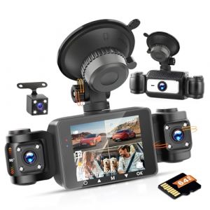 Hikity DVR 1080P Dashcam Voiture 2,4" avec Carte TF 64G Four Dashcam Voiture Grand Angle de 360&deg; G-Capteur 24H Mode Parking, Enregistrement en Boucle, Cam&eacute;ra de Voiture avec Vision Nocturnet Max 128GB (Hikity Electronic, neuf)