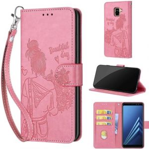 TOMYOU Coque pour Samsung Galaxy A8 (2018) &Eacute;tui, avec [Fentes pour Cartes] [Magn&eacute;tique] Antichoc Cuir Portefeuille Etui Housse Compatible Samsung Galaxy A8 (2018) Rose (WGR Global Business, neuf)