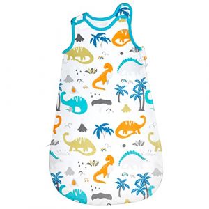 FLYISH DIRECT Gigoteuse été, Gigoteuse 0.5 Tog, turbulettes été Nouveau-né 100% Coton, 0.5 Tog Gigoteuse d'emmaillotage 36 Mois, 90cm, XL, Dinosaures (Flyish Direct EU, neuf)