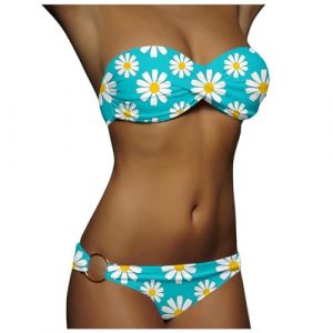 Maillot de bain sexy deux pièces avec bretelles amovibles et anneau en métal pour femme Maillot de bain push up bandeau torsadé pour femme Bikini Sexy Maillot De Bain (kWEX, neuf)