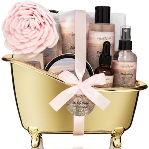 Spa Gift Baskets For Women - Luxury Bath Set With Rose Oil & Orchid - Spa Kit Includes Body Wash, Bubble Bath, Lotion, Body Butter, Soap, Body Spray, Shower Puff, and Towel (FLOWERS LTD, neuf)